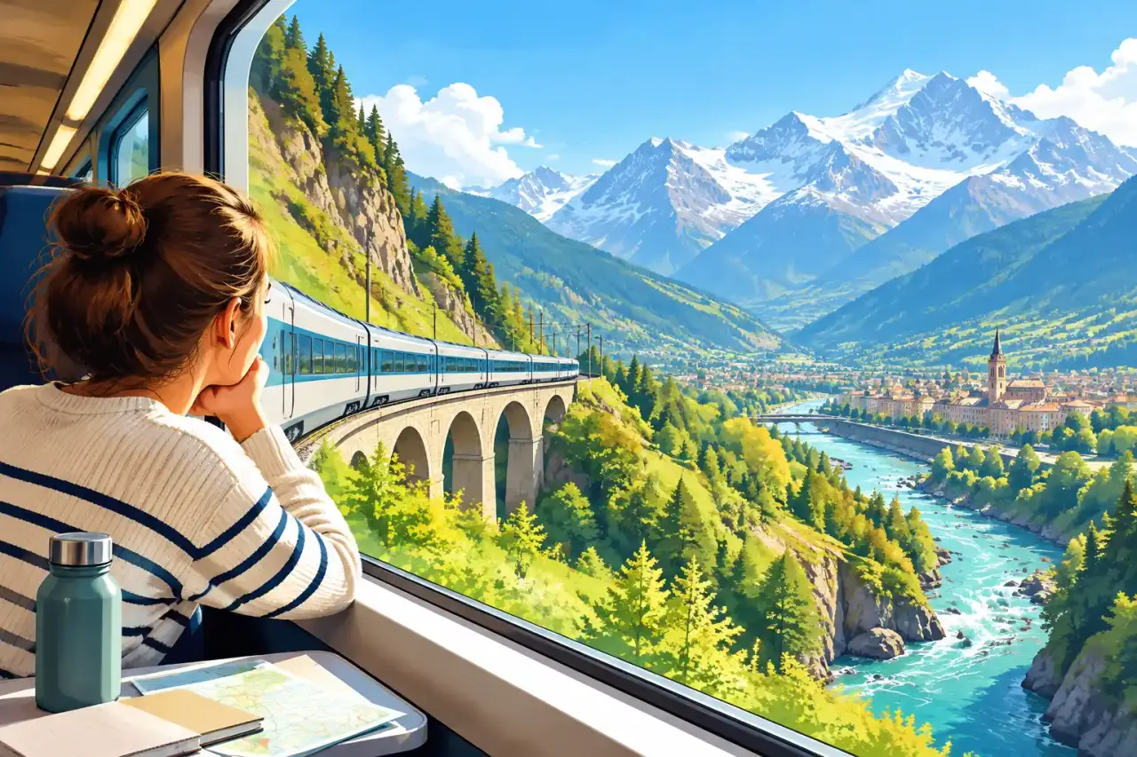 Train traversant les Alpes entre Lyon et Turin