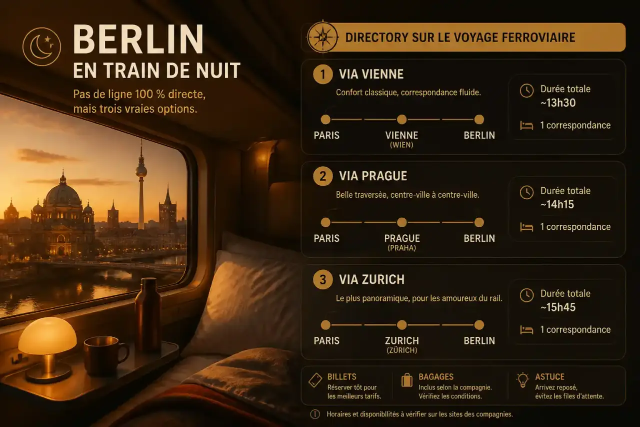 Berlin en train de nuit : pas de ligne 100 % directe, mais trois vraies options
