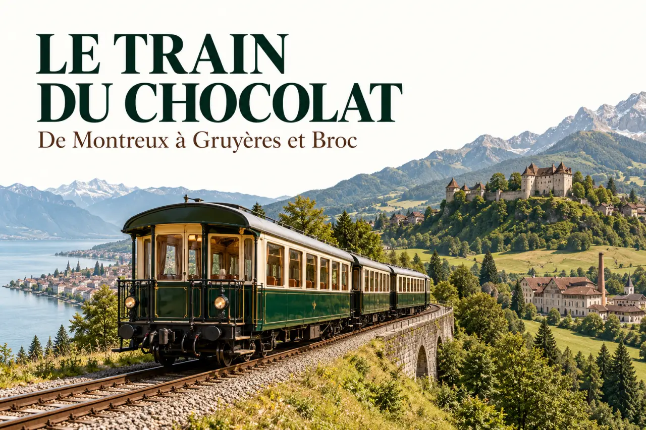 Train du Chocolat au départ de Montreux dans les paysages suisses