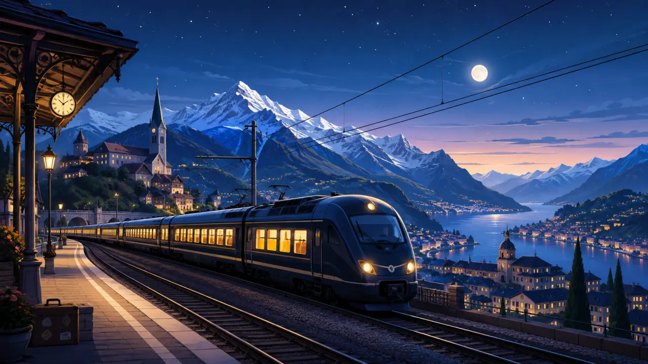 Illustration d’un train de nuit en Europe