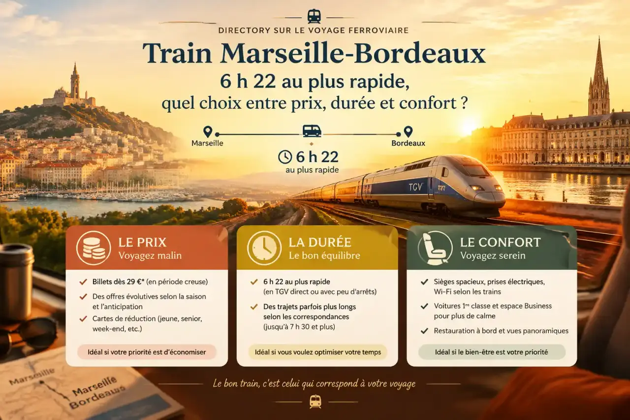Train Marseille-Bordeaux : 6 h 22 au plus rapide, quel choix entre prix, durée et confort ?