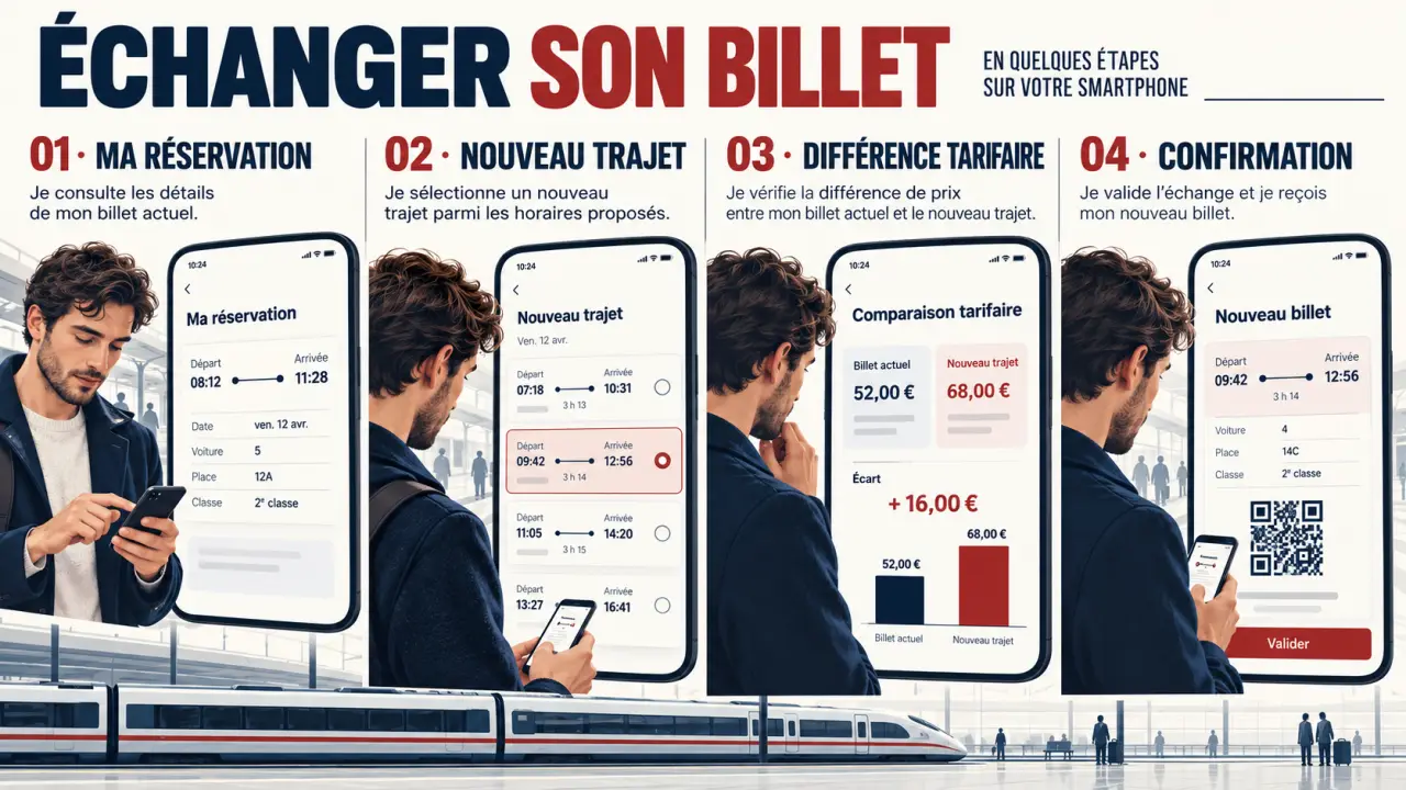 Étapes pour échanger un billet TGV INOUI depuis une réservation