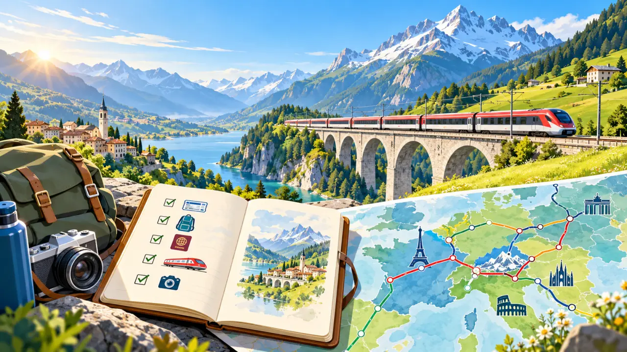 Train traversant un paysage européen de montagne