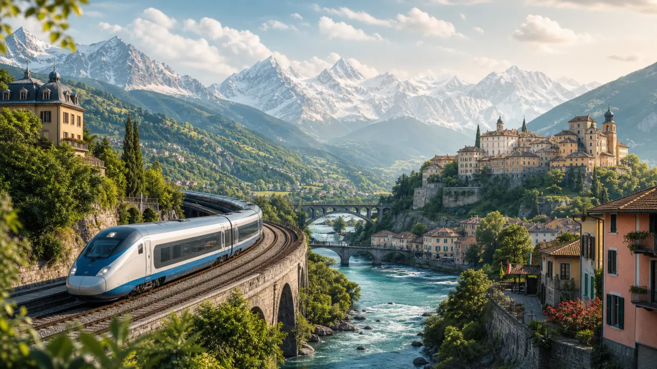 Illustration du Transalpin entre Lyon et Turin